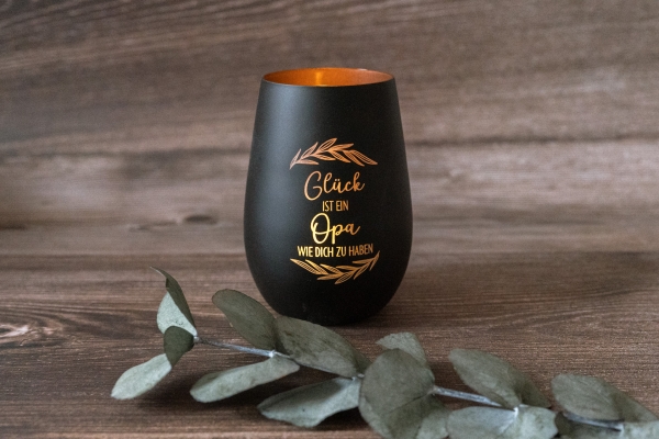 Windlicht / Teelichtglas "Glück ist eine.. wie dich zu haben"